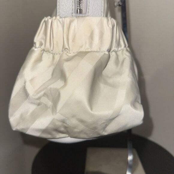 Authentic Burberry Nova Check Cream Nylon Silver Leather Handbag ShoulderSatchel - Picture 6 of 16